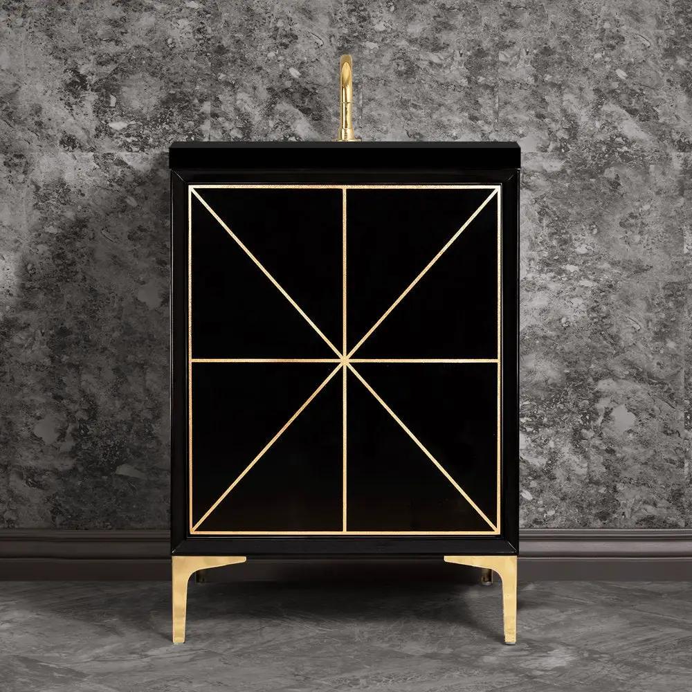 black with polished brass vanity