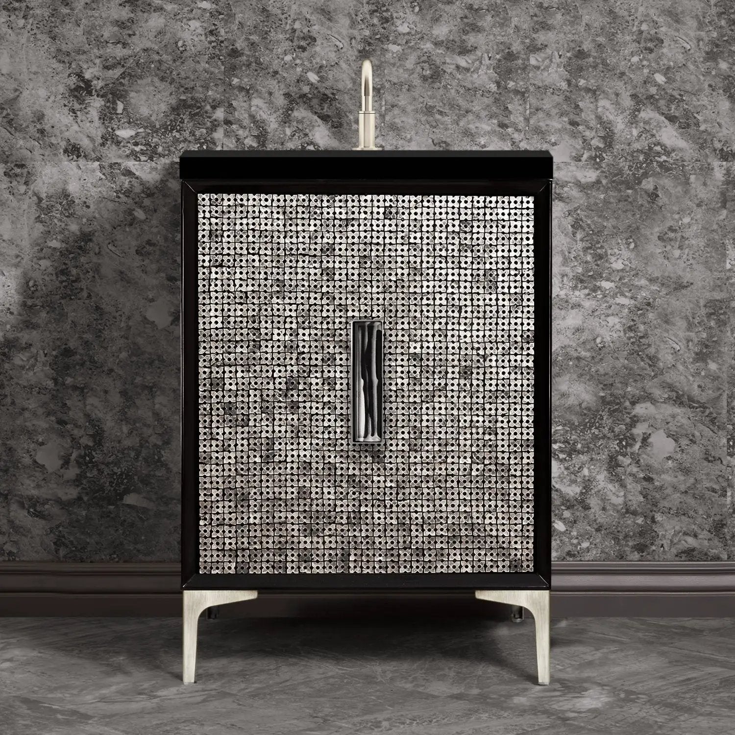 Linkasink Mother of Pearl with 8" Artisan Tiger Glass Prism Hardware Vanity by Linkasink