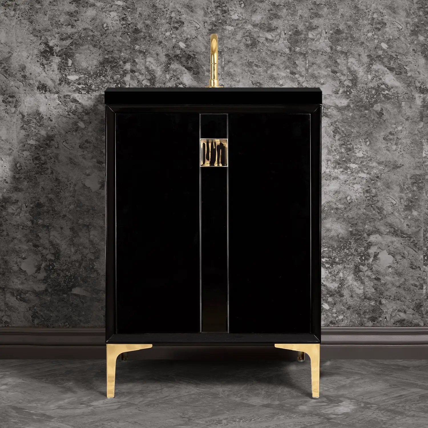 Linkasink Tuxedo with 3" Artisan Tiger Glass Prism Hardware Vanity by Linkasink