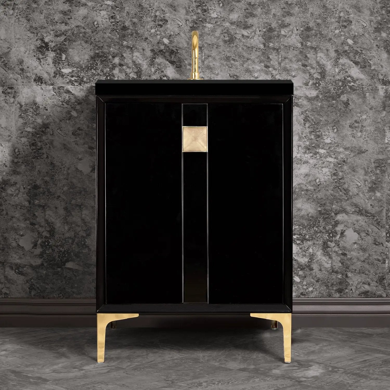 Linkasink Tuxedo with 3" Artisan Glass Prism Hardware Vanity by Linkasink