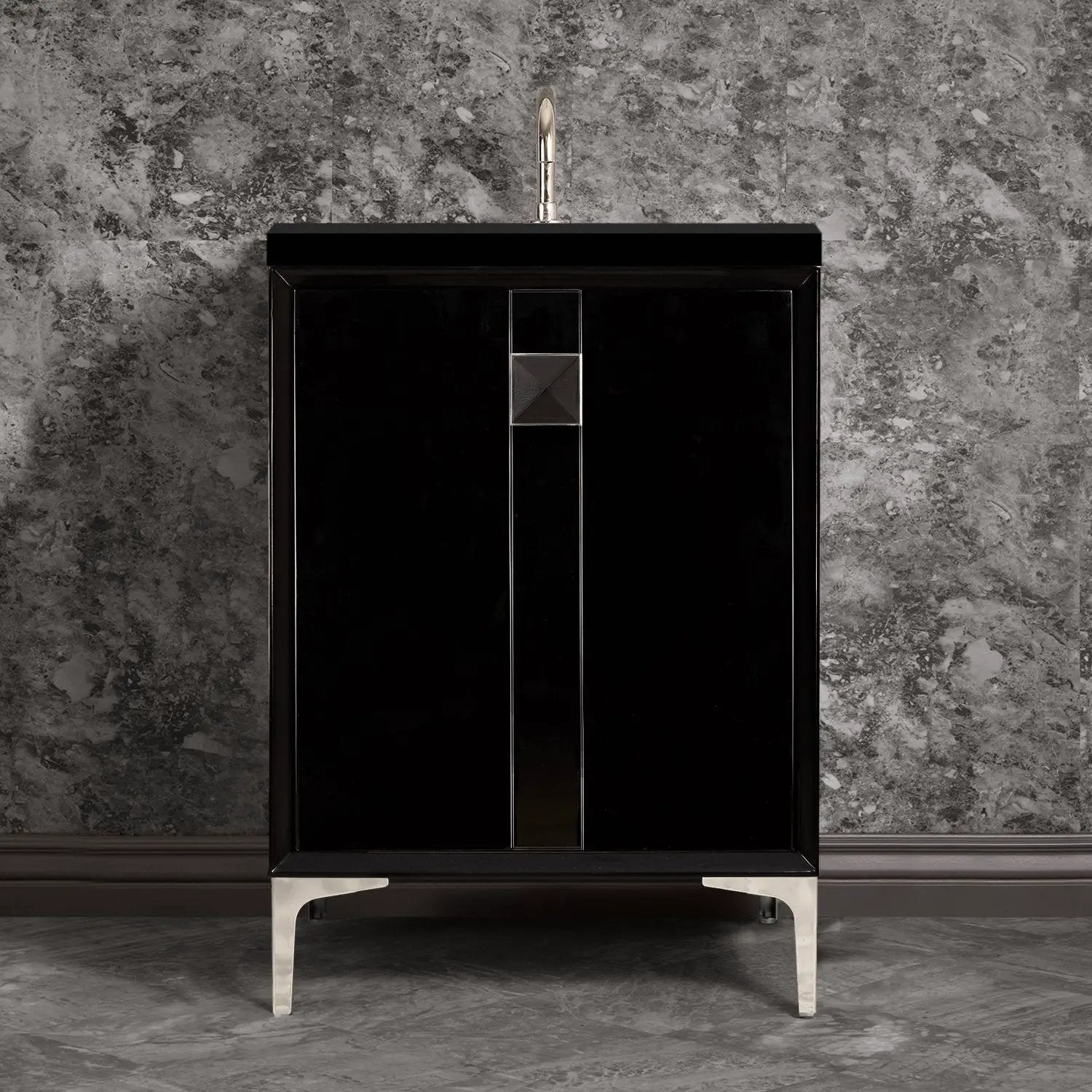Linkasink Tuxedo with 3" Black Artisan Glass Prism Hardware Vanity by Linkasink