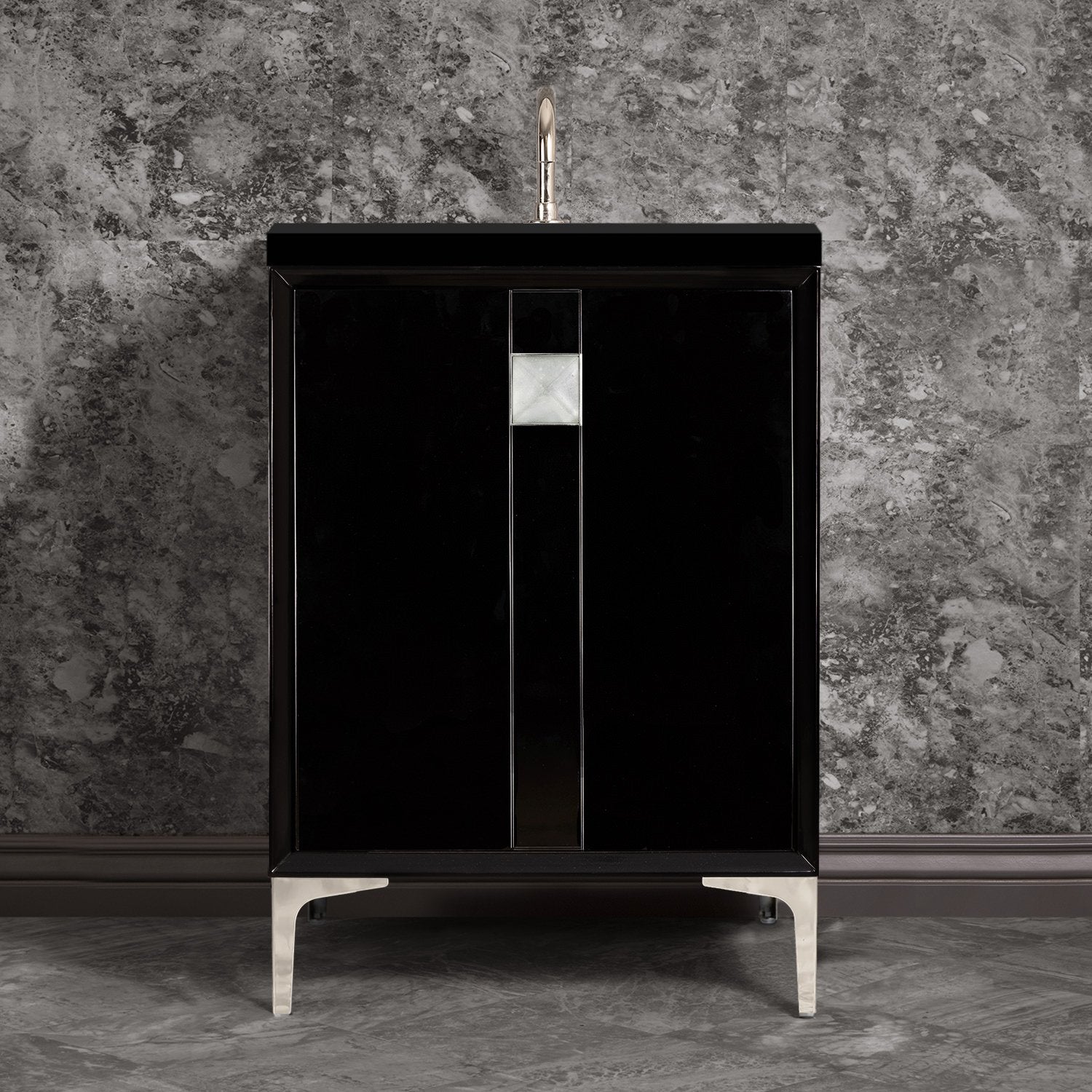 Linkasink Tuxedo with 3" Artisan Glass Prism Hardware Vanity by Linkasink