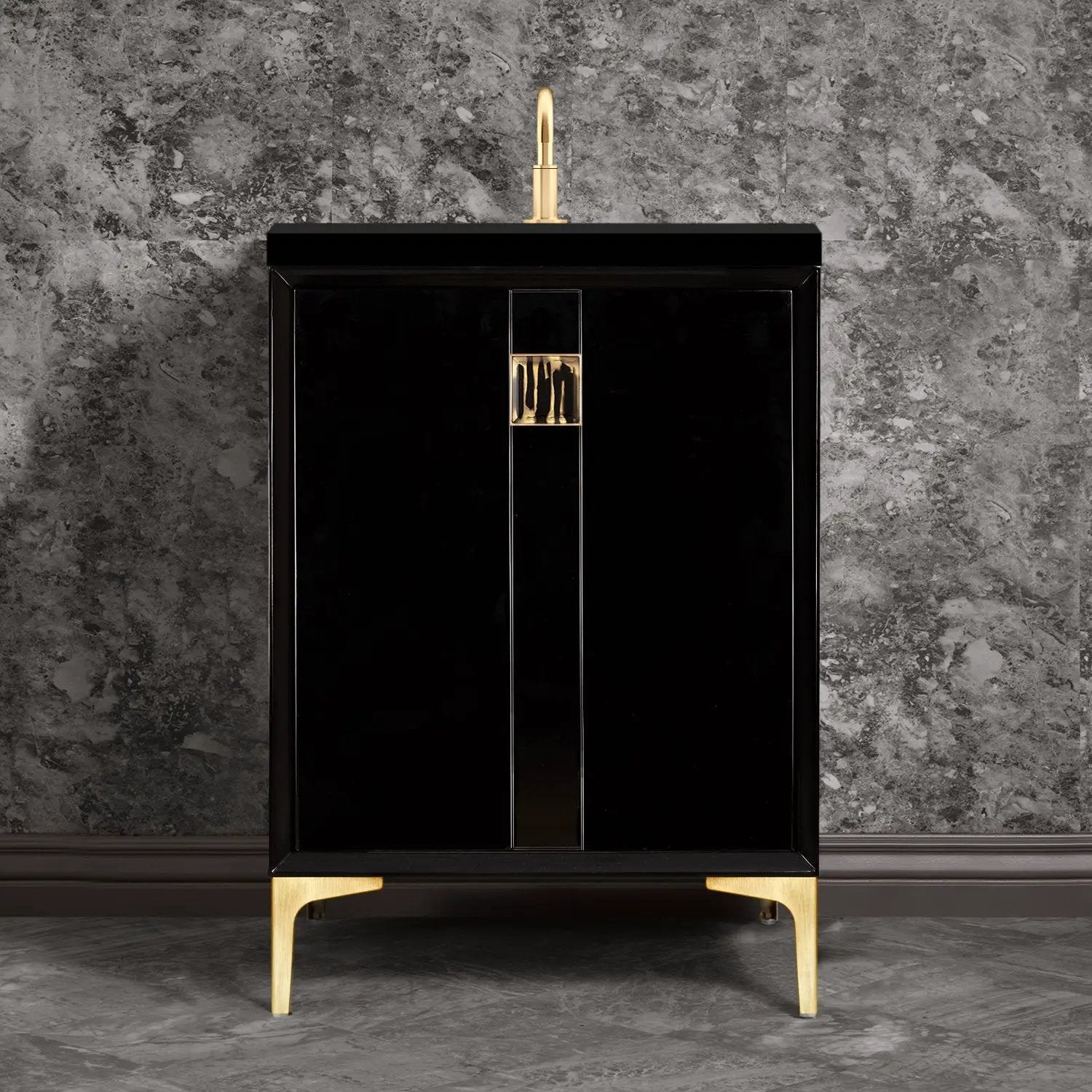 Linkasink Tuxedo with 3" Artisan Tiger Glass Prism Hardware Vanity by Linkasink
