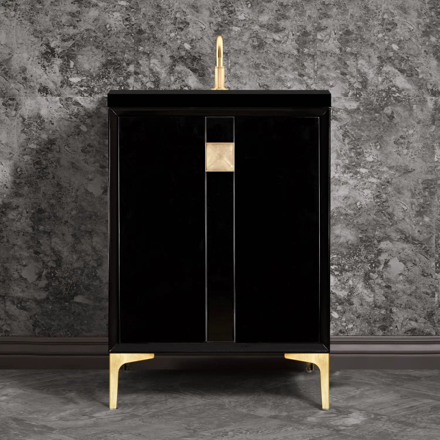 Linkasink Tuxedo with 3" Artisan Glass Prism Hardware Vanity by Linkasink