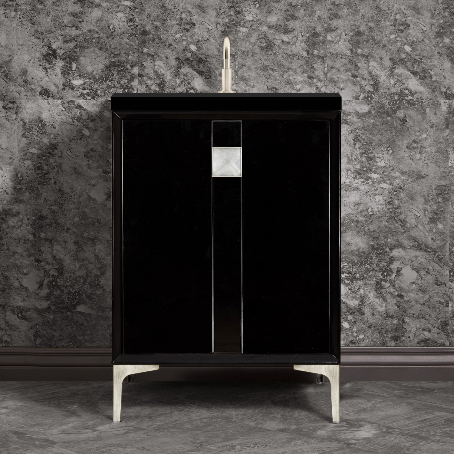 Linkasink Tuxedo with 3" Artisan Glass Prism Hardware Vanity by Linkasink