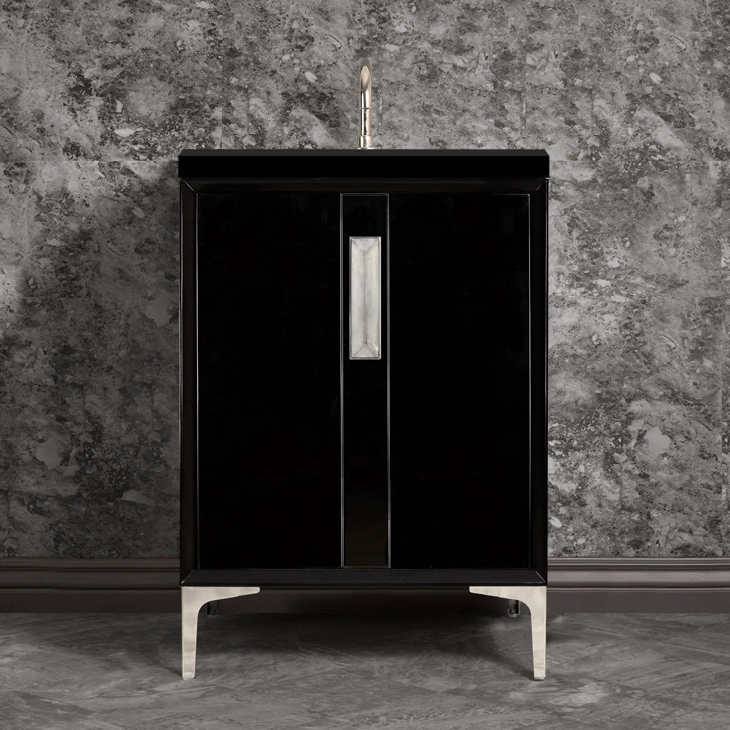 Linkasink Tuxedo with 8" Artisan Glass Prism Hardware Vanity by Linkasink