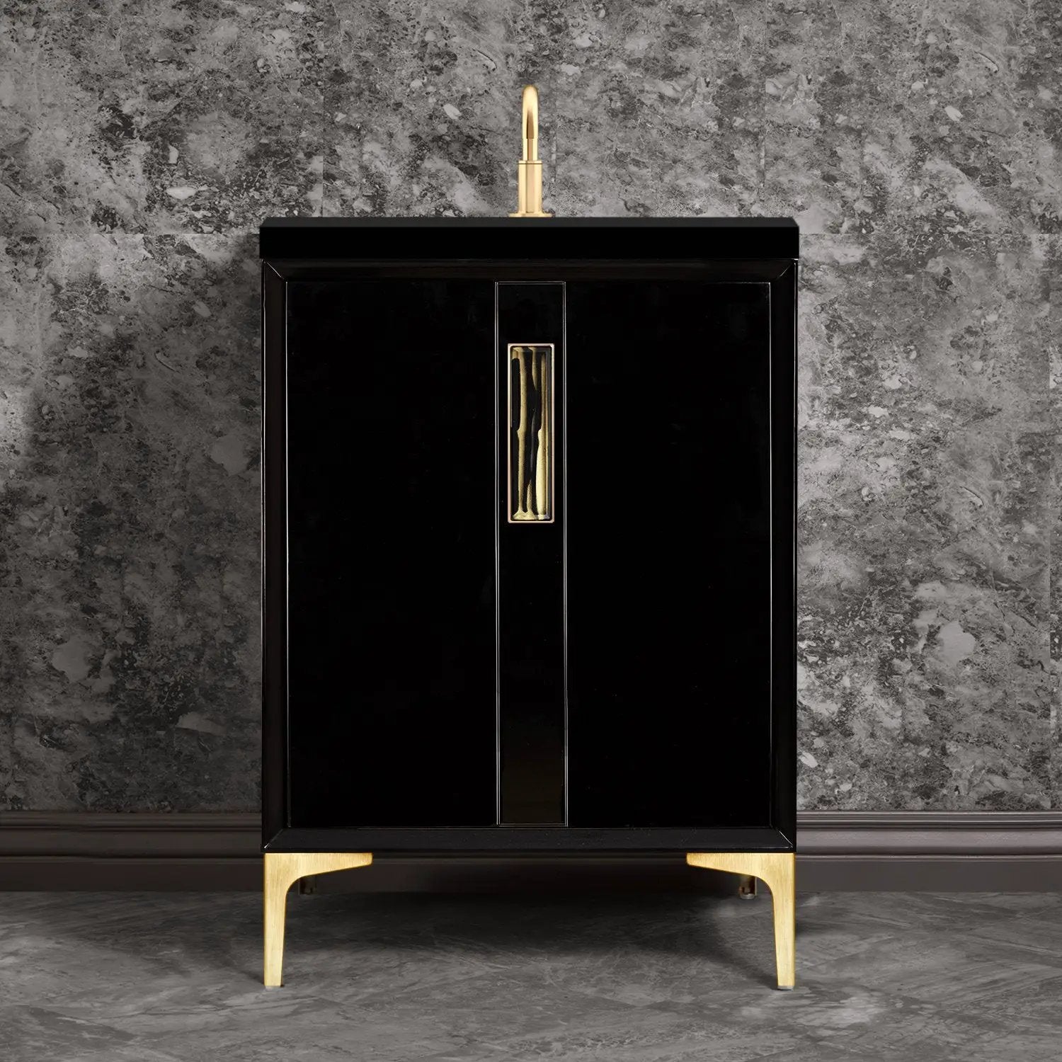 Linkasink Tuxedo with 8" Artisan Tiger Glass Prism Hardware Vanity by Linkasink