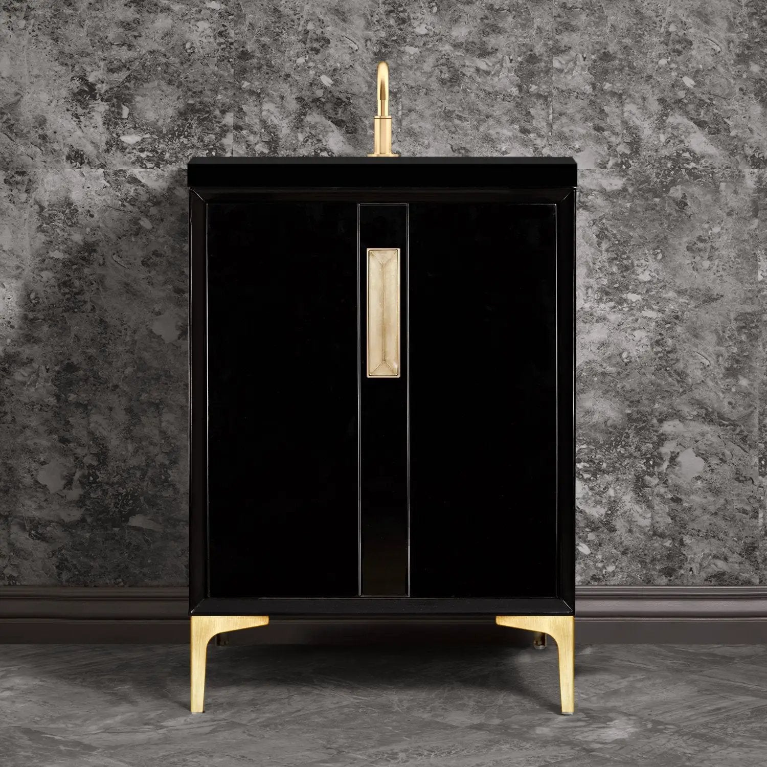 Linkasink Tuxedo with 8" Artisan Glass Prism Hardware Vanity by Linkasink