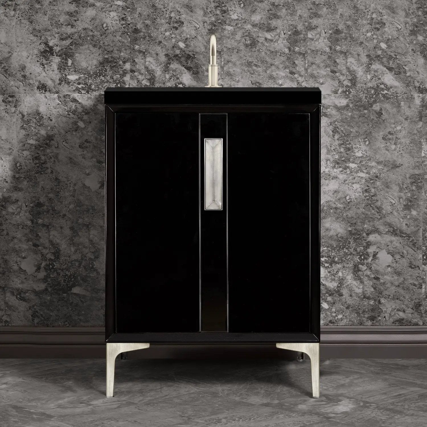 Linkasink Tuxedo with 8" Artisan Glass Prism Hardware Vanity by Linkasink