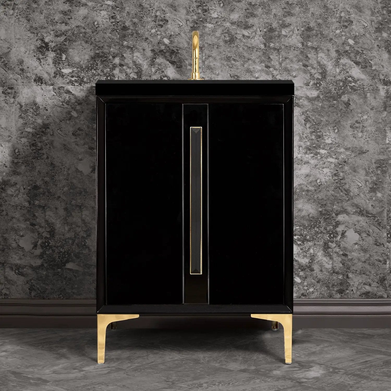 Linkasink Tuxedo with 18" Black Artisan Glass Prism Hardware Vanity by Linkasink
