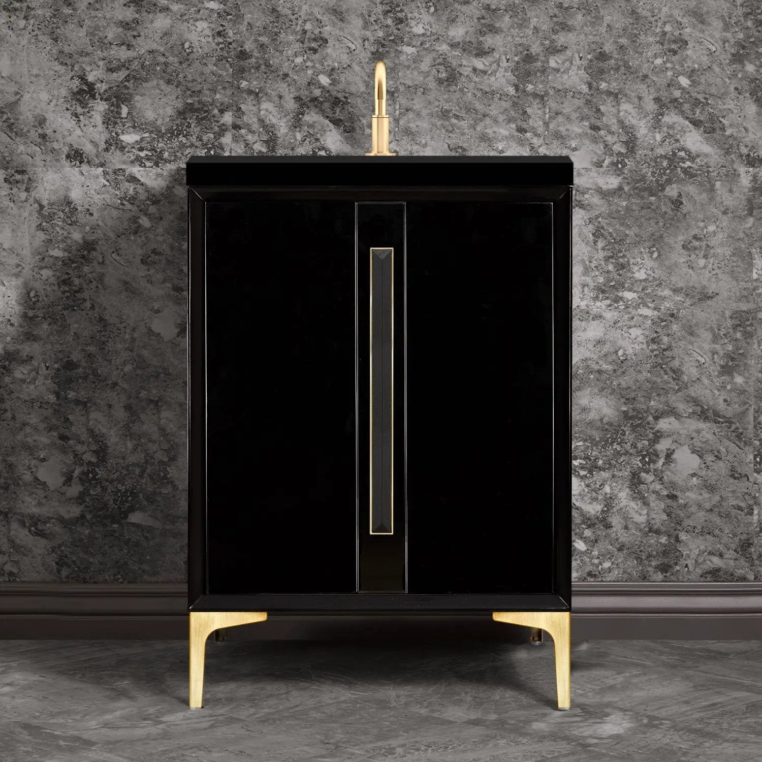 Linkasink Tuxedo with 18" Black Artisan Glass Prism Hardware Vanity by Linkasink