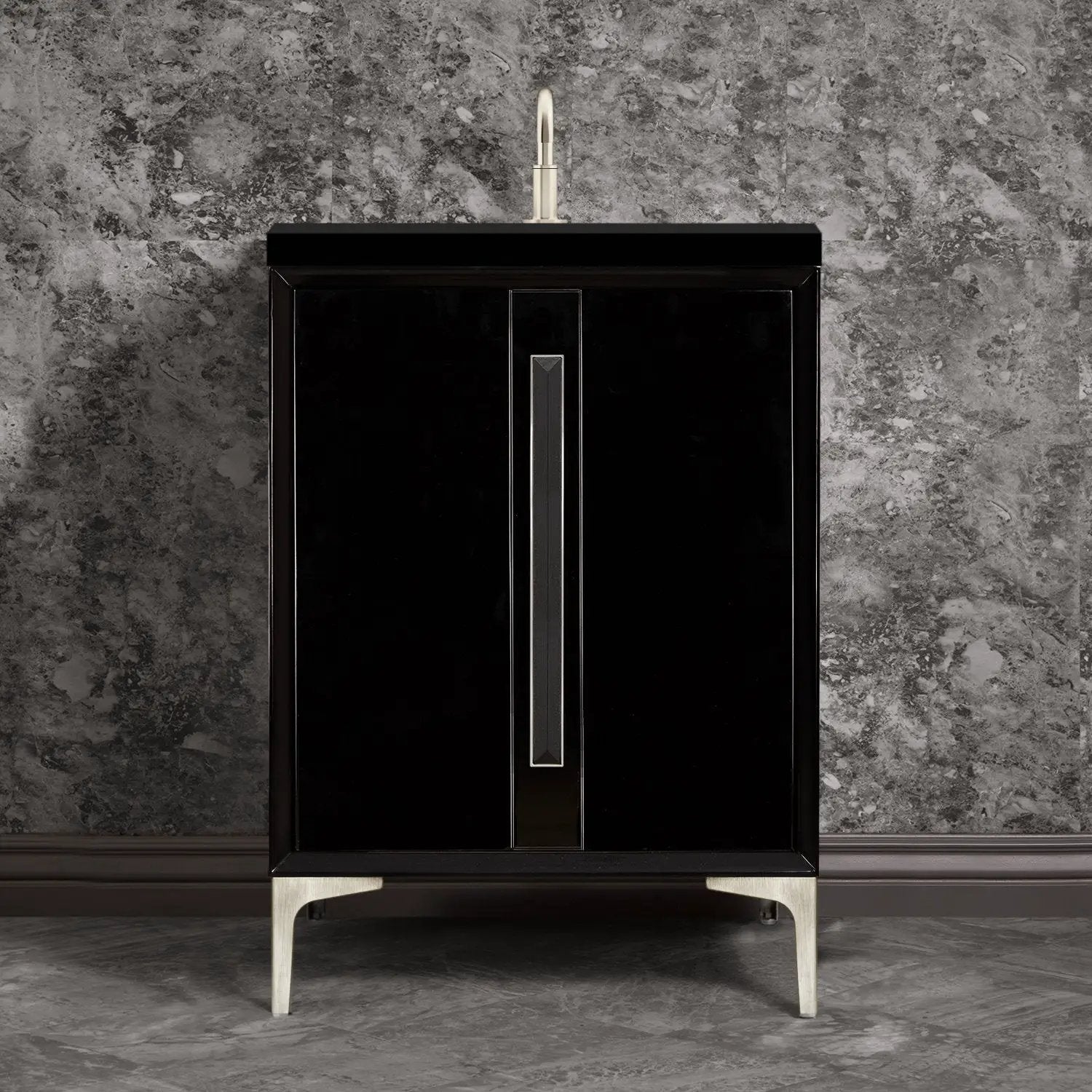 Linkasink Tuxedo with 18" Black Artisan Glass Prism Hardware Vanity by Linkasink