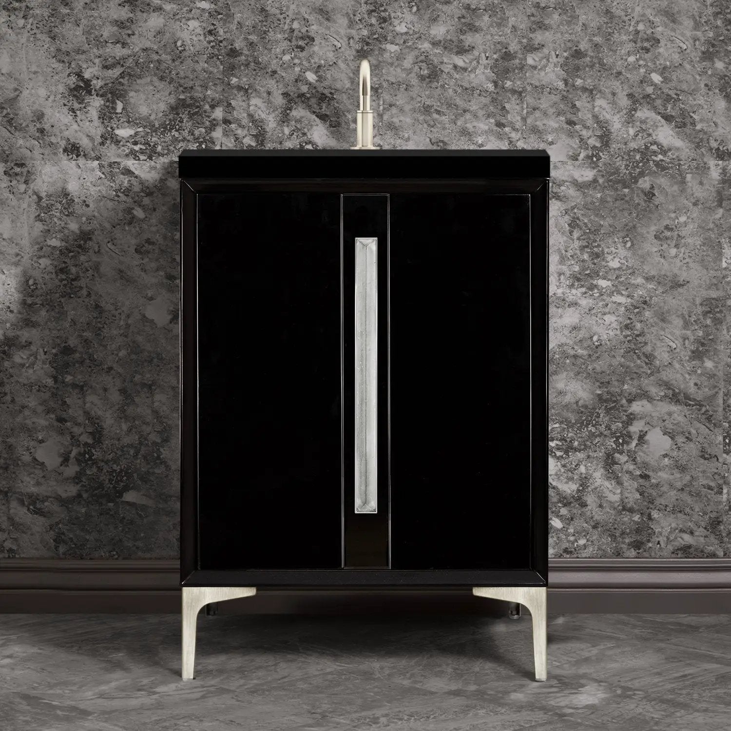 Linkasink Tuxedo with 18" Artisan Glass Prism Hardware Vanity by Linkasink