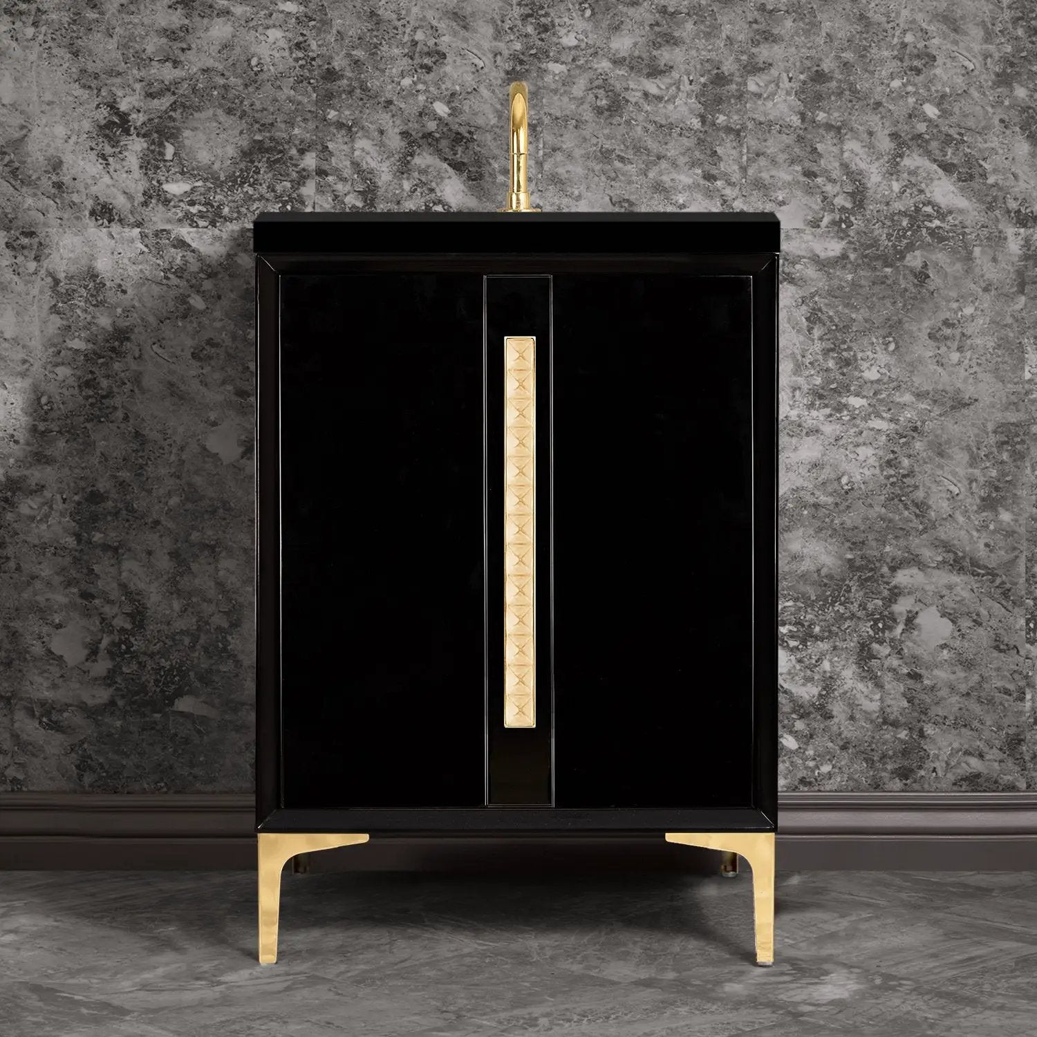Linkasink Tuxedo with 18" Artisan Glass Pyramid Hardware Vanity by Linkasink