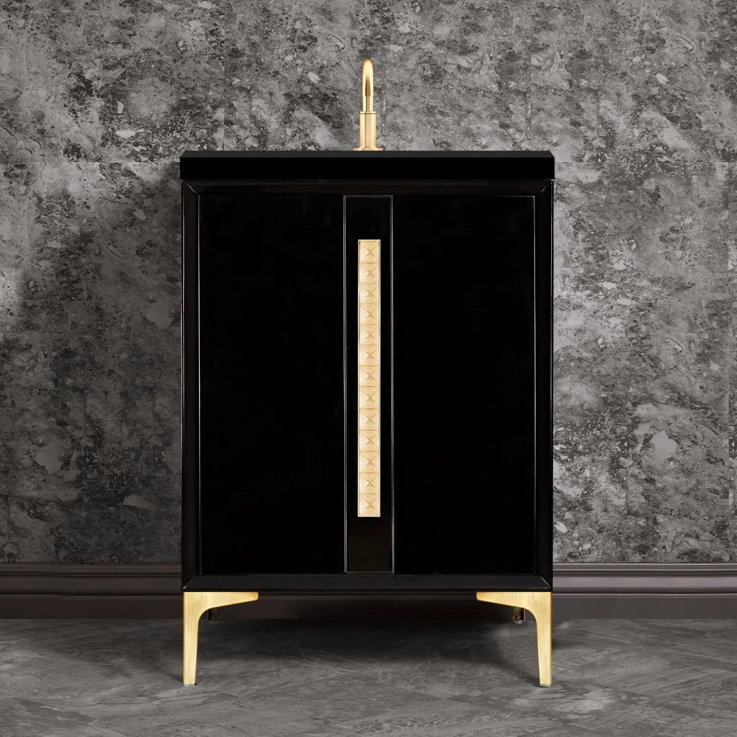 Linkasink Tuxedo with 18" Artisan Glass Pyramid Hardware Vanity by Linkasink