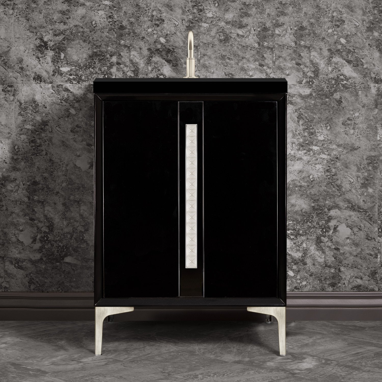 Linkasink Tuxedo with 18" Artisan Glass Pyramid Hardware Vanity by Linkasink