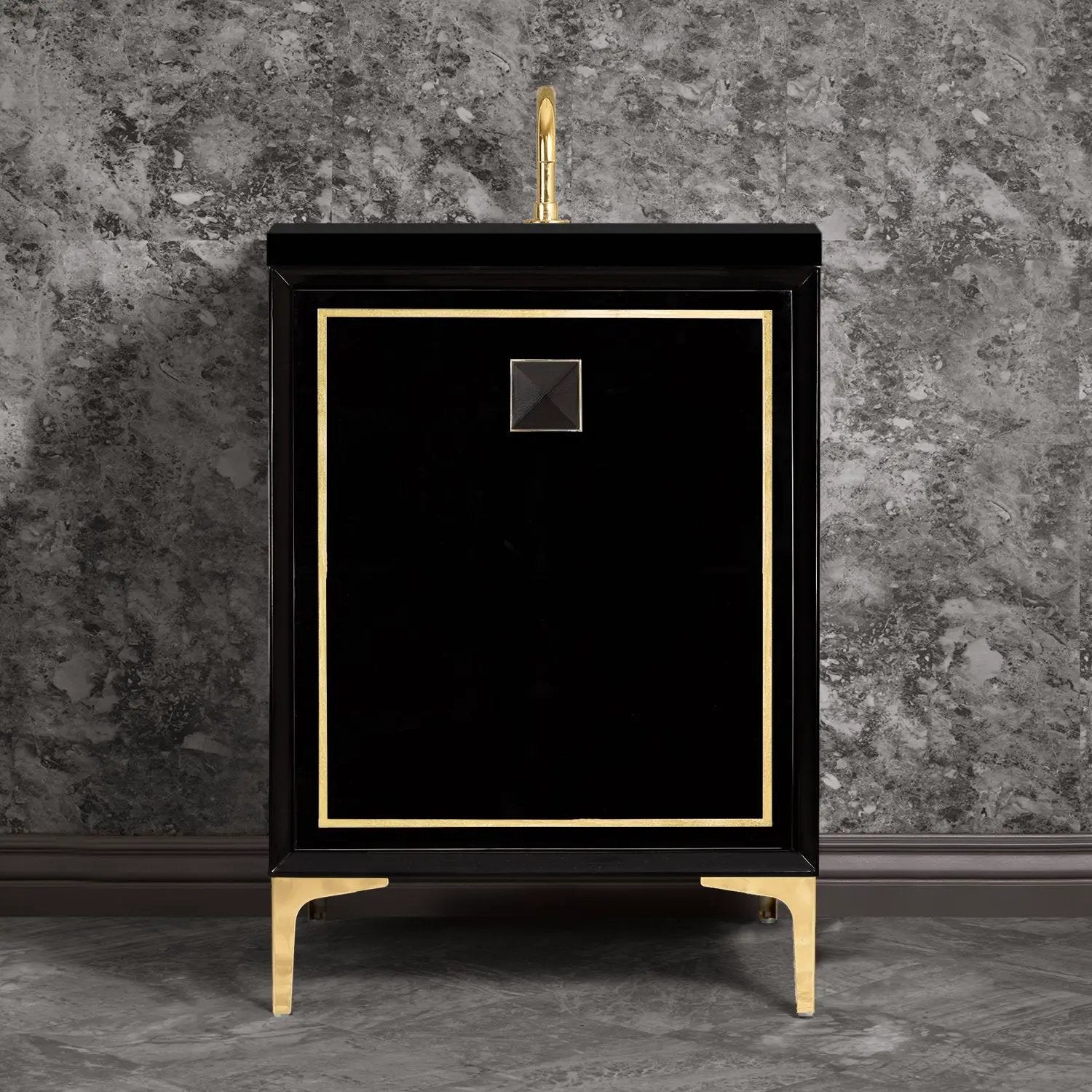 Linkasink Linea with 3" Black Artisan Glass Prism Hardware Vanity by Linkasink