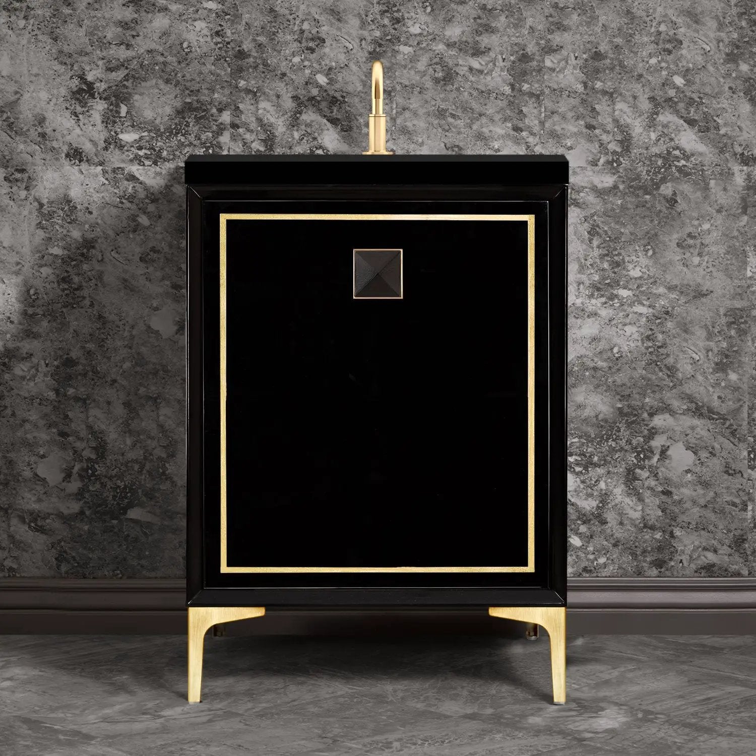 Linkasink Linea with 3" Black Artisan Glass Prism Hardware Vanity by Linkasink