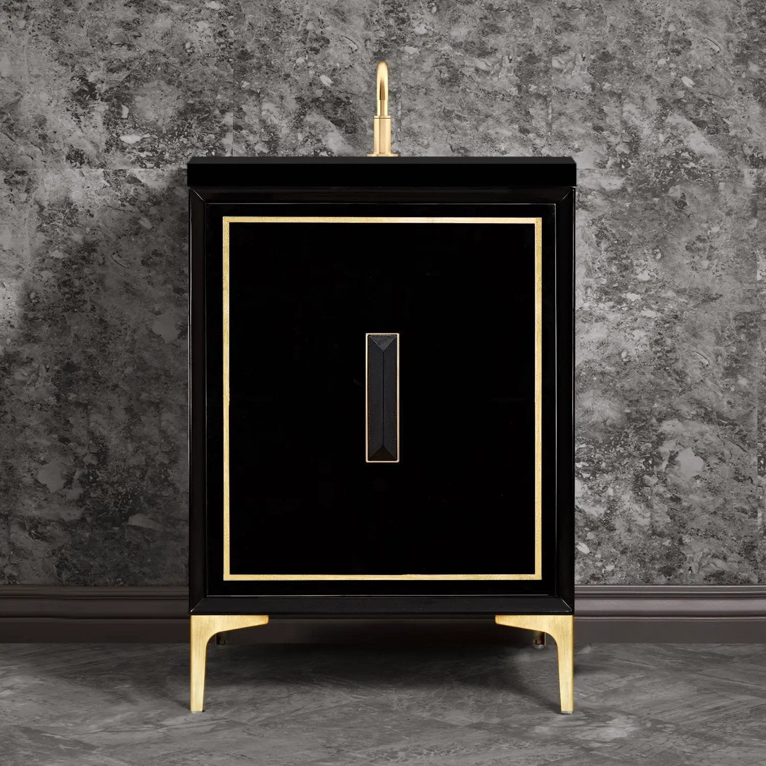 Linkasink Linea with 8" Black Artisan Glass Prism Hardware Vanity by Linkasink