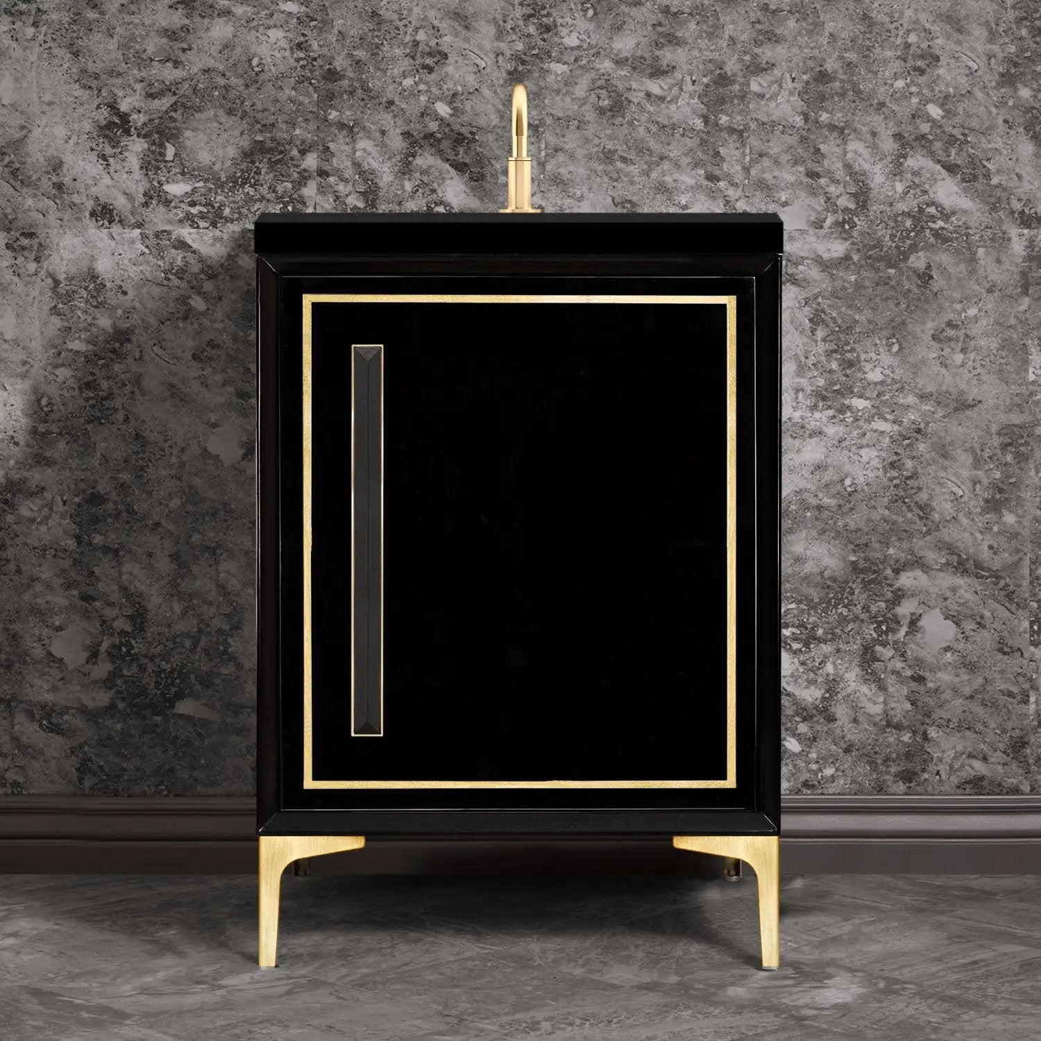Linkasink Linea with 18" Black Artisan Glass Prism Hardware Vanity by Linkasink