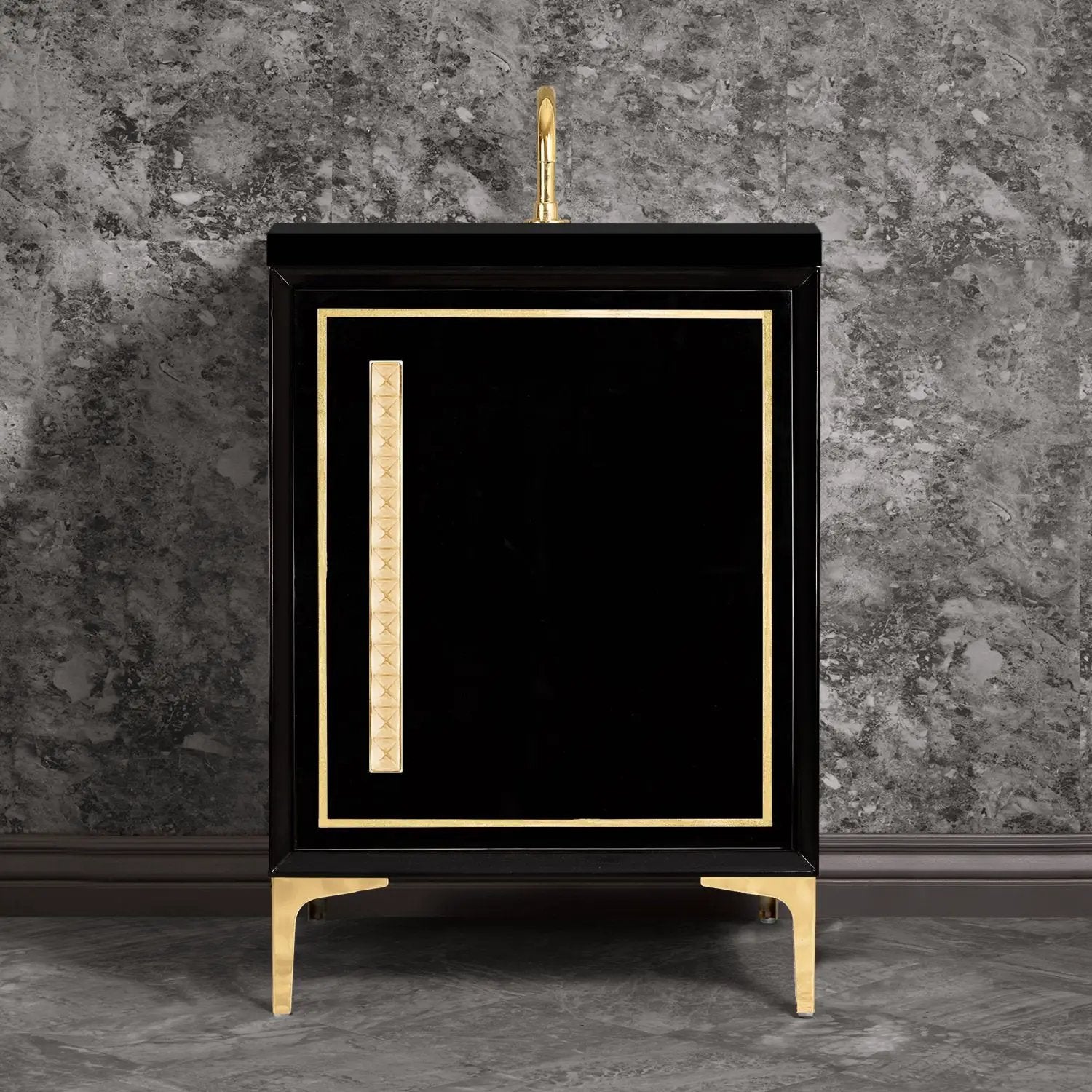 Linkasink Linea with 18" Artisan Glass Pyramid Hardware Vanity by Linkasink
