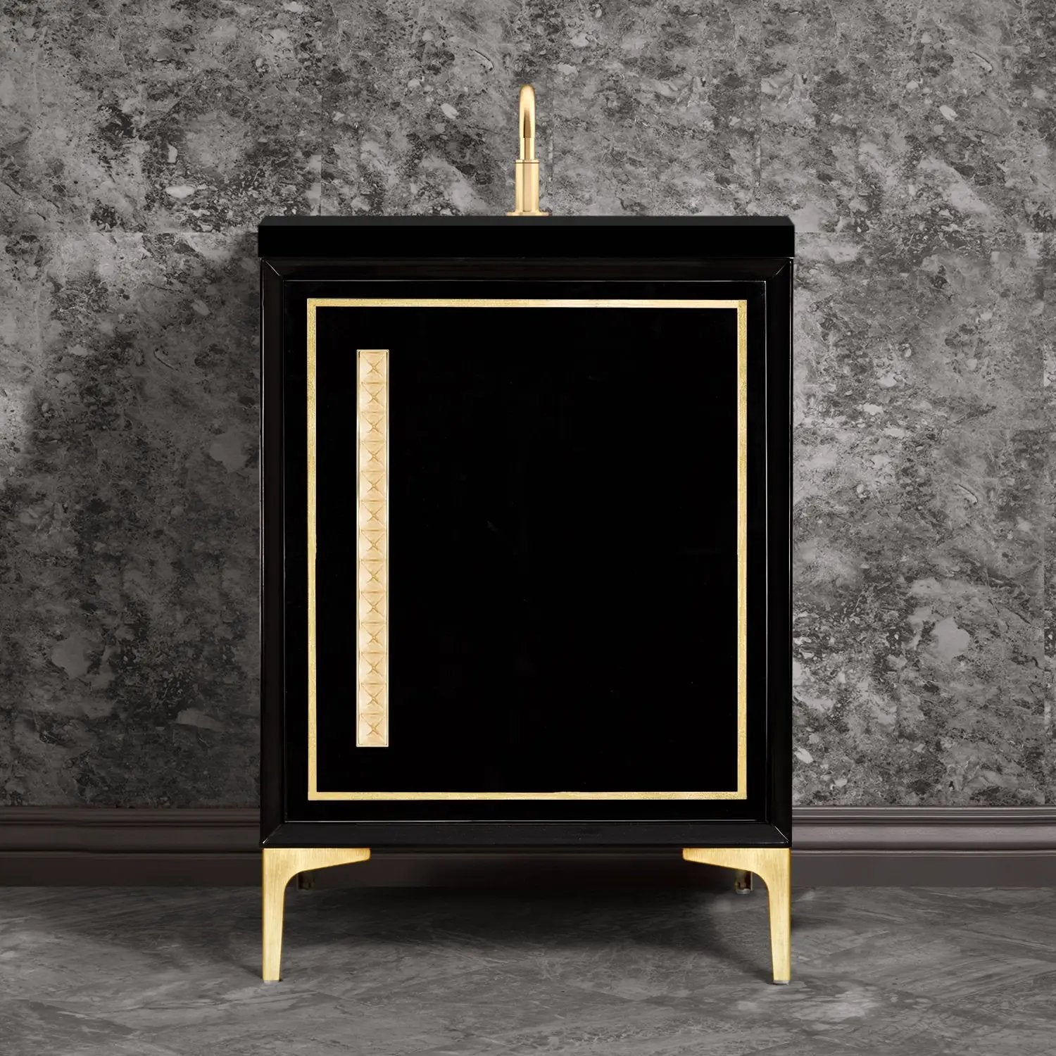 Linkasink Linea with 18" Artisan Glass Pyramid Hardware Vanity by Linkasink