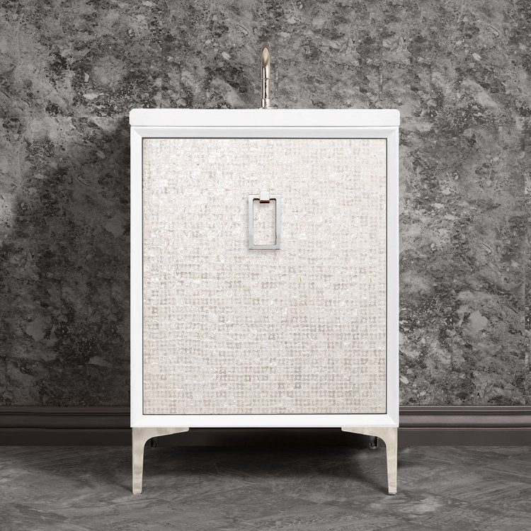 white with polished nickel vanity