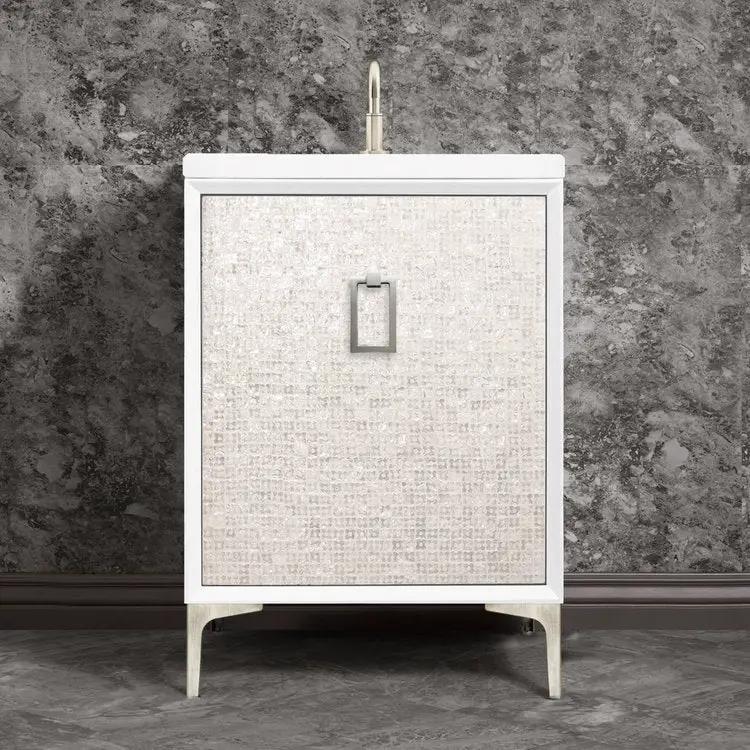white with satin nickel vanity