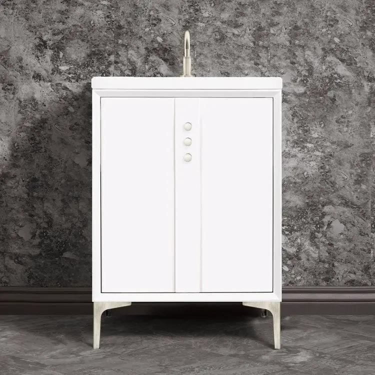 white with satin nickel vanity