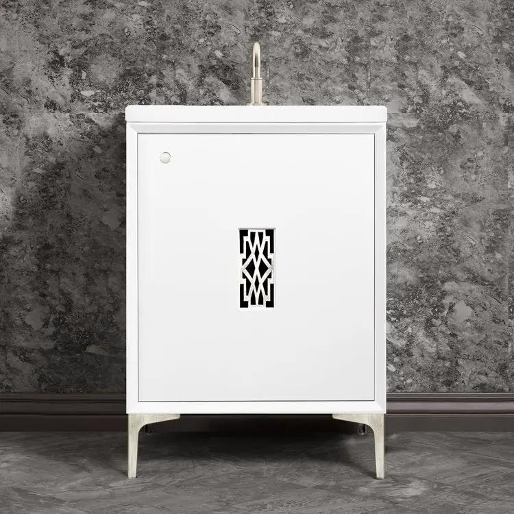 white with satin nickel vanity