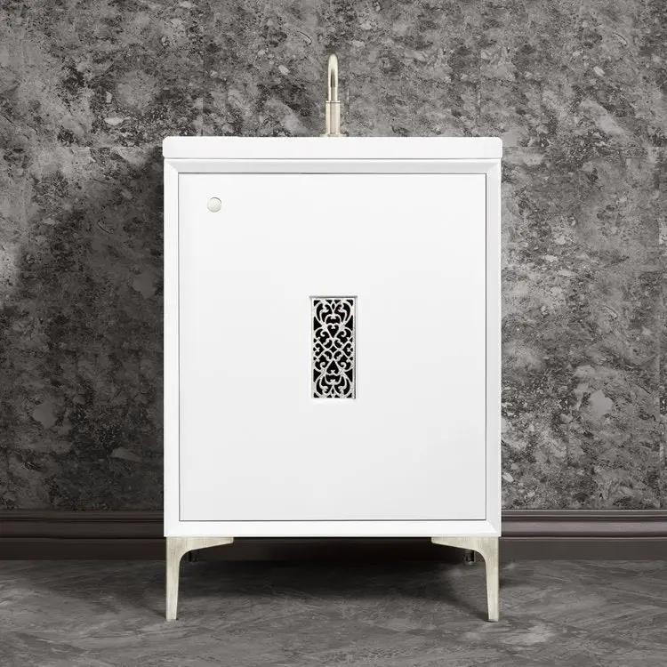 white with satin nickel vanity