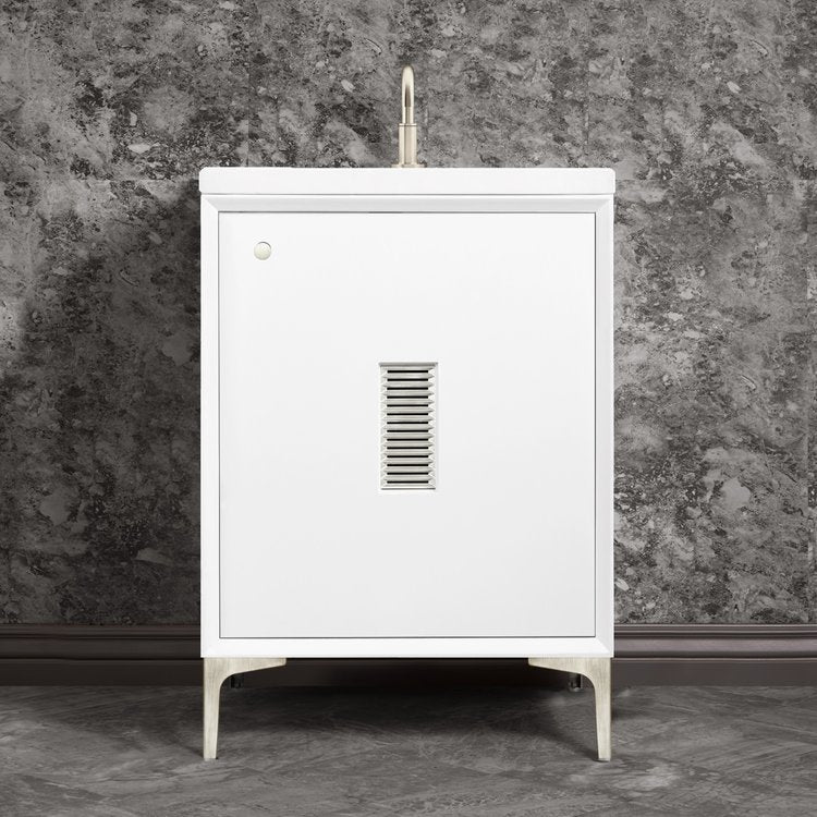 white with satin nickel vanity