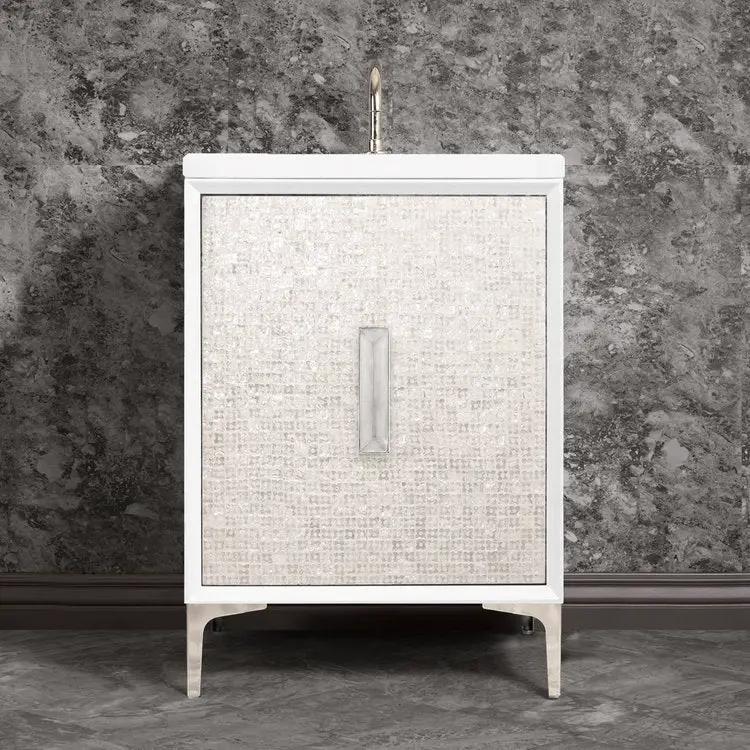 Linkasink Mother of Pearl with 8" Eglomise Artisan Glass Prism Hardware Vanity by Linkasink