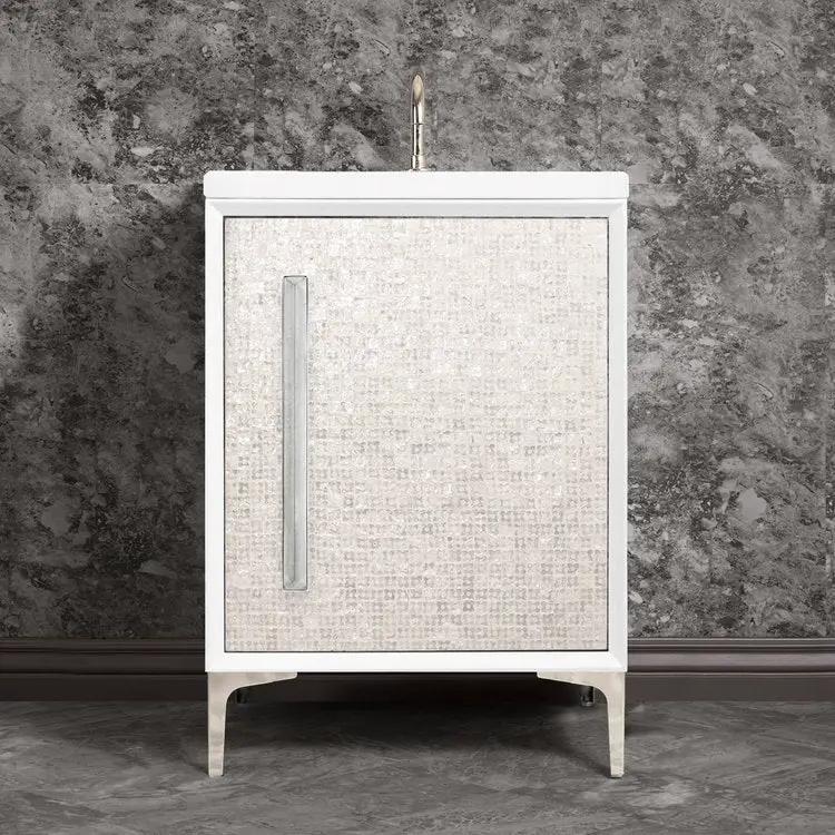 Linkasink Mother of Pearl with 18" Eglomise Artisan Glass Prism Hardware Vanity by Linkasink