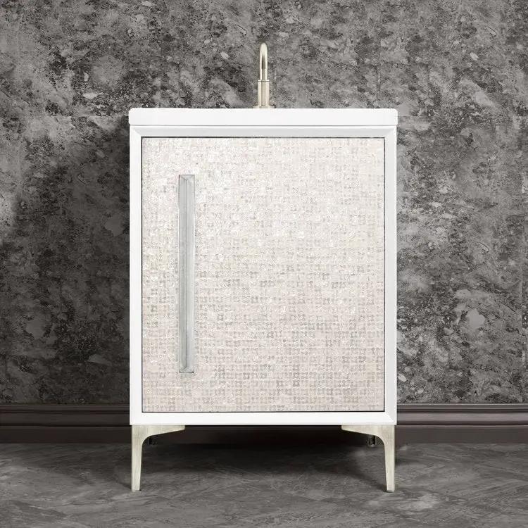 Linkasink Mother of Pearl with 18" Eglomise Artisan Glass Prism Hardware Vanity by Linkasink