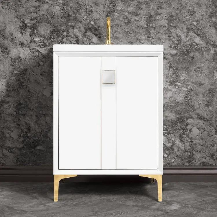 Linkasink Tuxedo with 3" White Prism Artisan Glass Prism Hardware Vanity by Linkasink