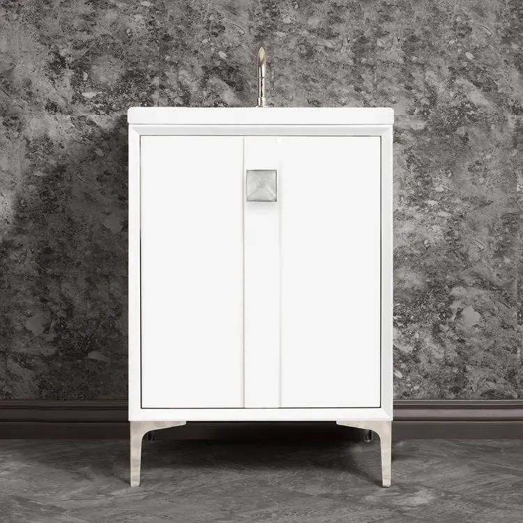 Linkasink Tuxedo with 3" Eglomise Artisan Glass Prism Hardware Vanity by Linkasink