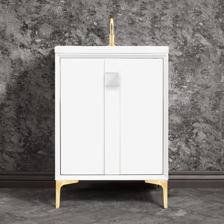 Linkasink Tuxedo with 3" White Prism Artisan Glass Prism Hardware Vanity by Linkasink