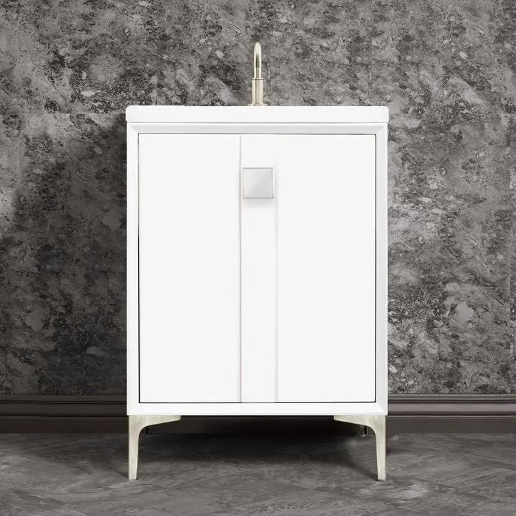 Linkasink Tuxedo with 3" White Prism Artisan Glass Prism Hardware Vanity by Linkasink