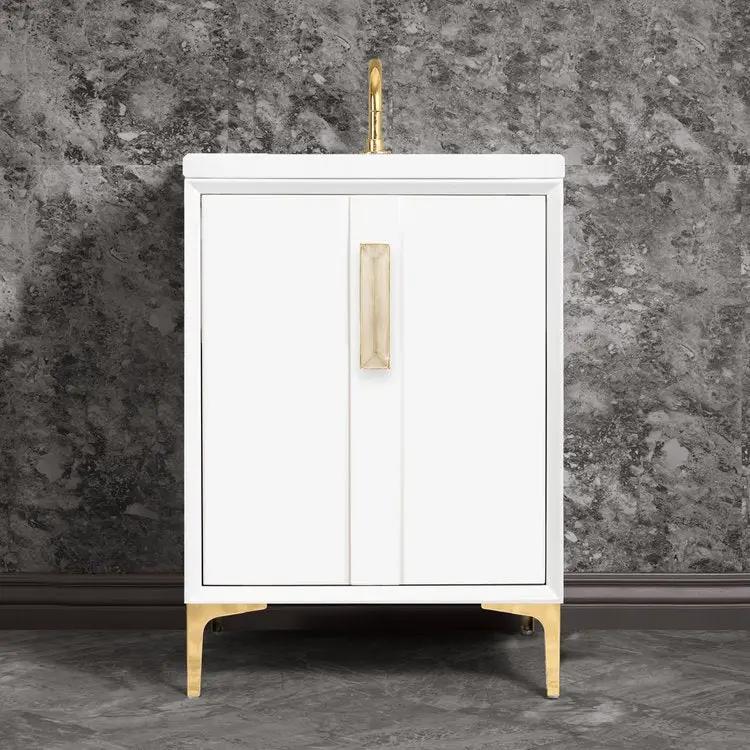 Linkasink Tuxedo with 8" Eglomise Artisan Glass Prism Hardware Vanity by Linkasink