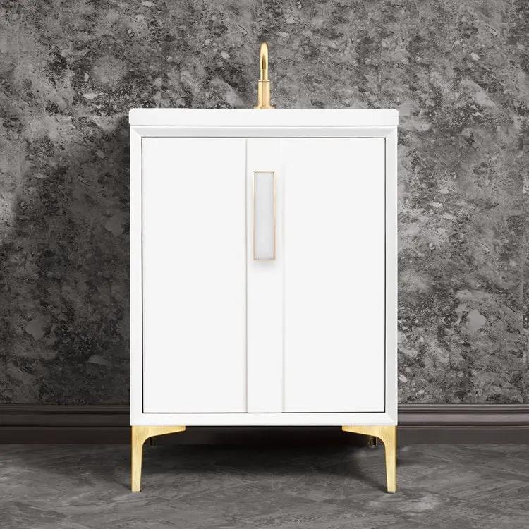 Linkasink Tuxedo with 8" White Prism Artisan Glass Prism Hardware Vanity by Linkasink