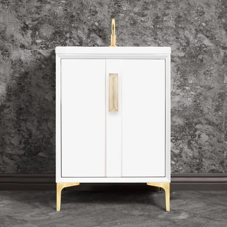 Linkasink Tuxedo with 8" Eglomise Artisan Glass Prism Hardware Vanity by Linkasink