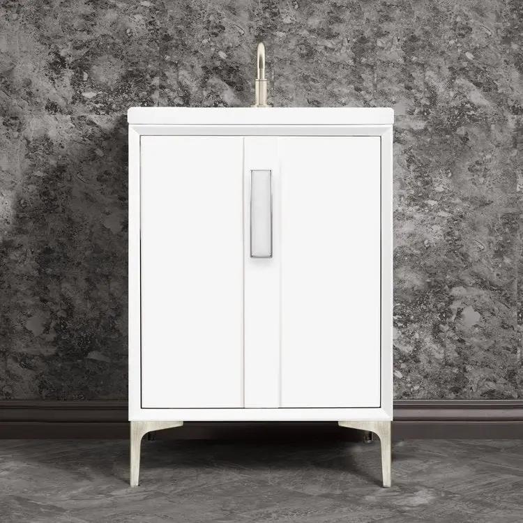 Linkasink Tuxedo with 8" White Prism Artisan Glass Prism Hardware Vanity by Linkasink