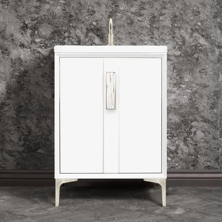 Linkasink Tuxedo with 8" White Tiger Artisan Glass Prism Hardware Vanity by Linkasink