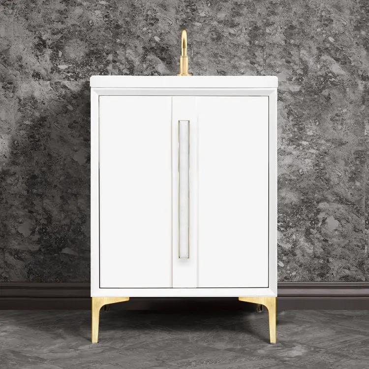 Linkasink Tuxedo with 18" White Prism Artisan Glass Prism Hardware Vanity by Linkasink