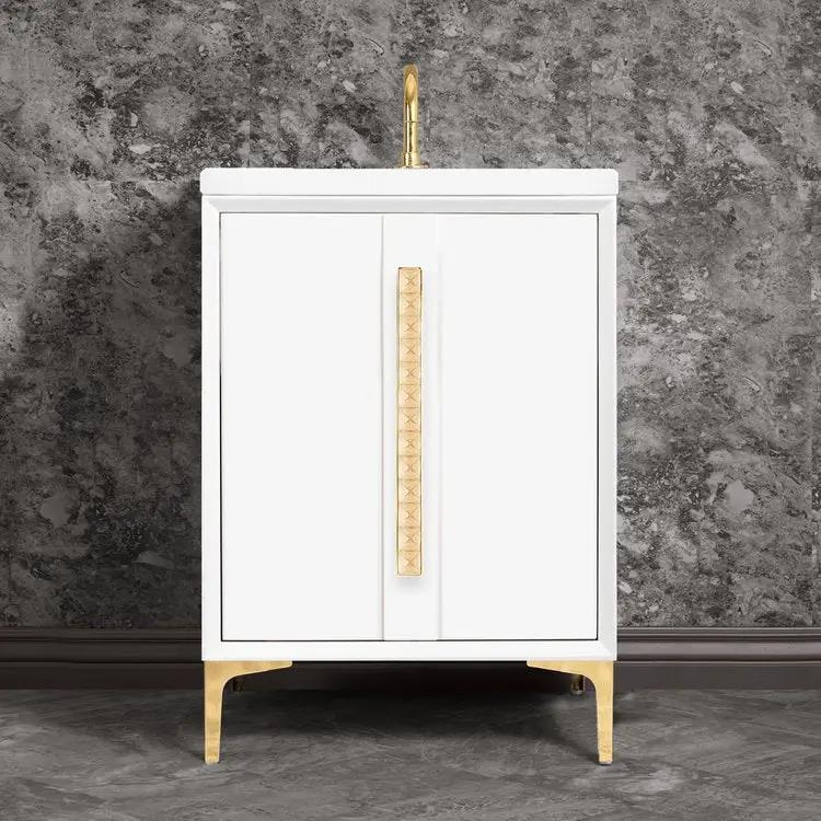 Linkasink Tuxedo with 18" Eglomise Artisan Glass Pyramid Hardware Vanity by Linkasink