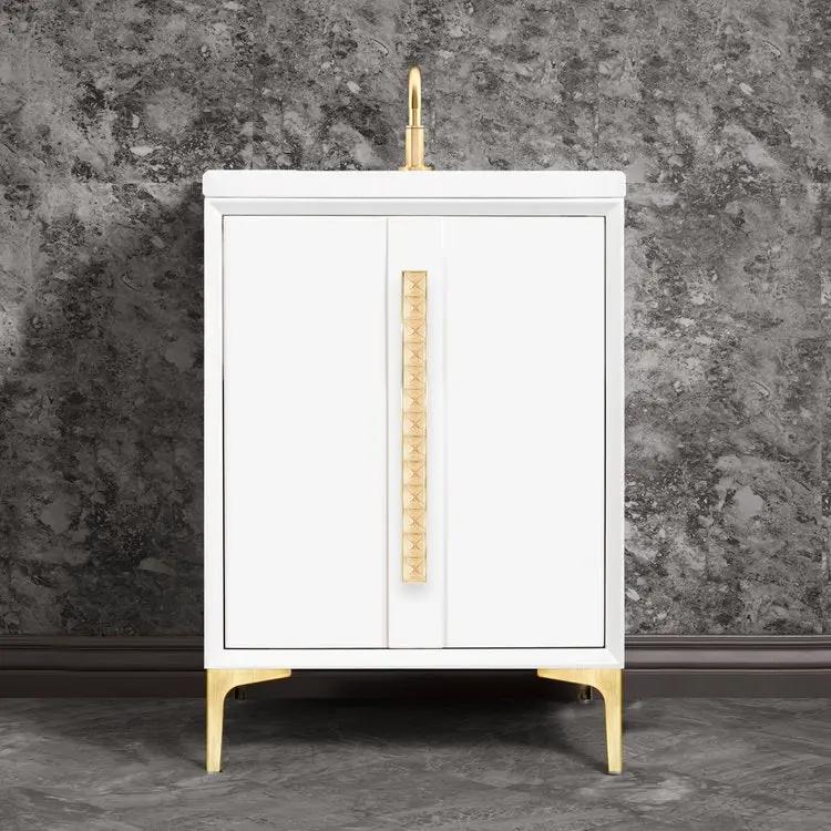 Linkasink Tuxedo with 18" Eglomise Artisan Glass Pyramid Hardware Vanity by Linkasink