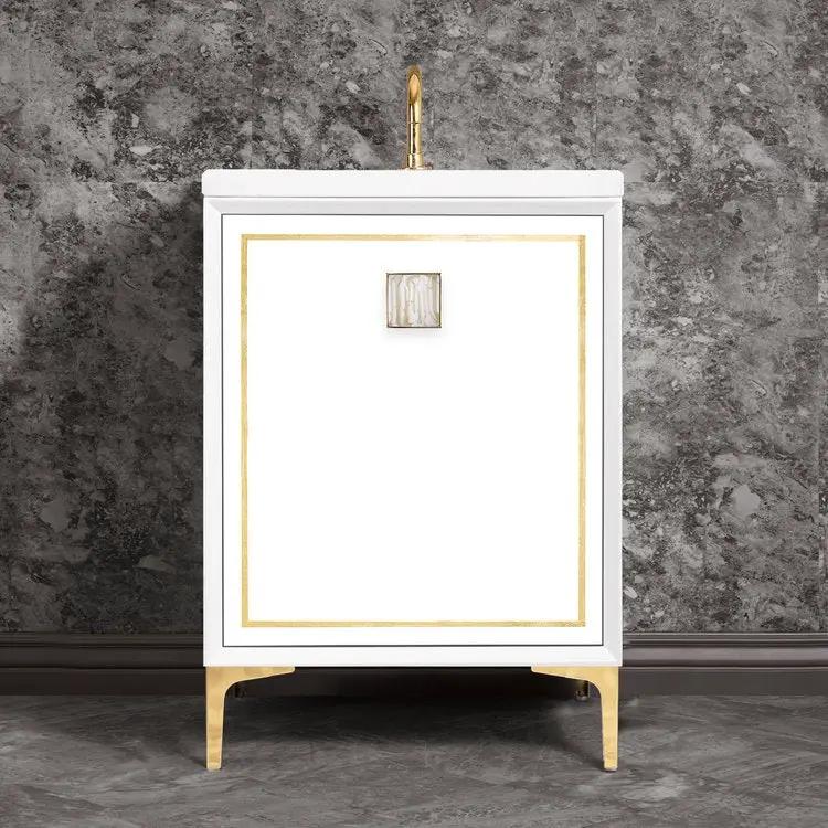 Linkasink Linea with 3" White Tiger Artisan Glass Prism Hardware Vanity by Linkasink