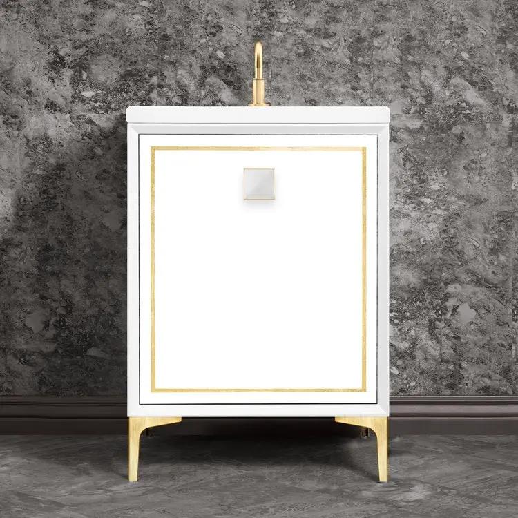 Linkasink Linea with 3" White Prism Artisan Glass Prism Hardware Vanity by Linkasink