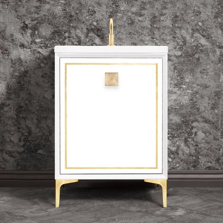Linkasink Linea with 3" Eglomise Artisan Glass Prism Hardware Vanity by Linkasink